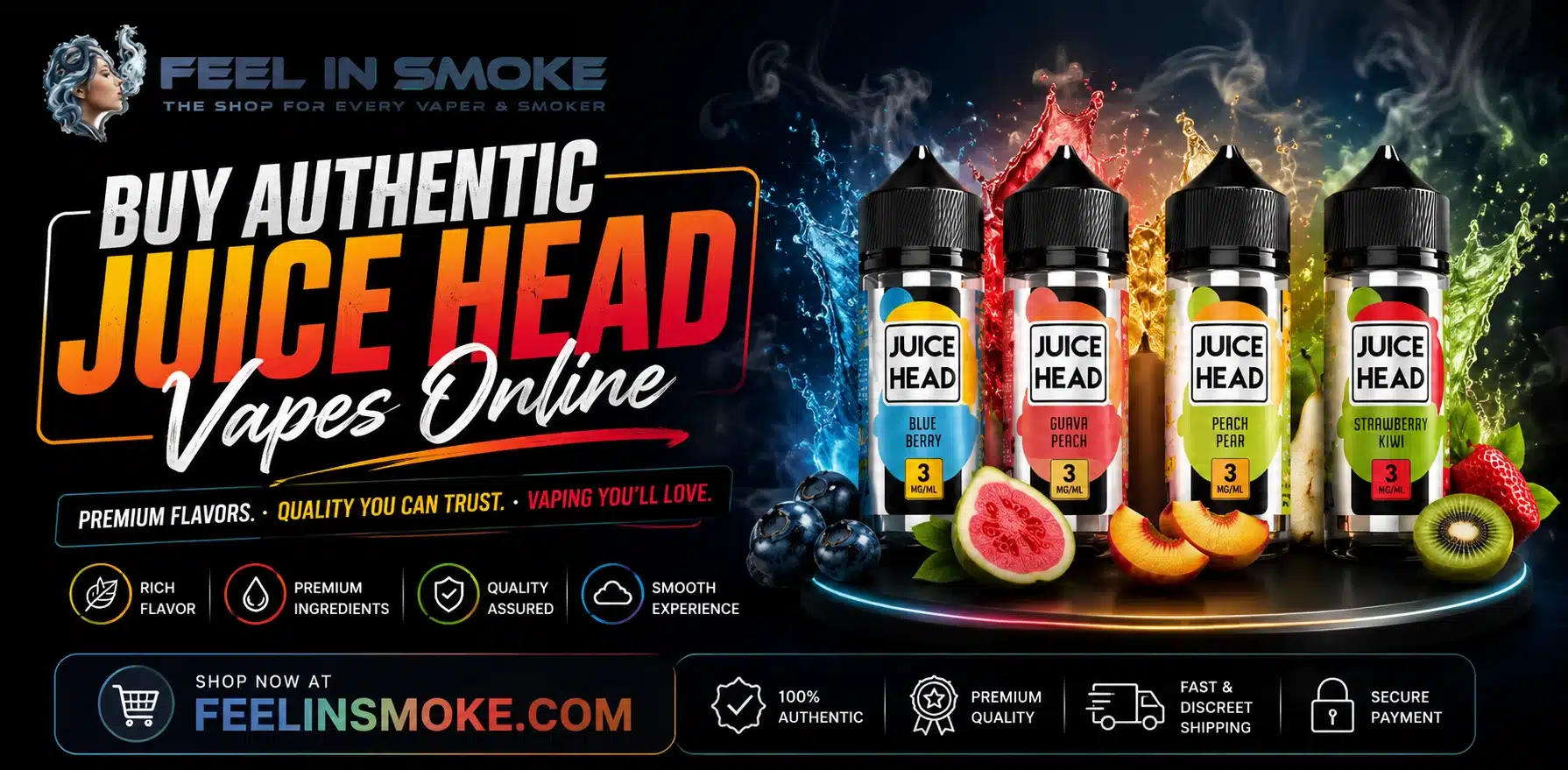Buy authentic Juice Head vapes online - premium e-liquids and disposable vapes collection
